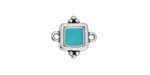Antique Silver (plated) Turquoise Enamel Beaded Square Focal Link 15x14.5mm