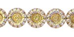 Czech Glass Crystal AB w/ Gold Sunflower 13mm