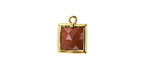 Red Jasper w/ Gold Finish Faceted Square Focal 10x13mm