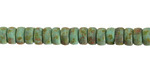 Czech Glass Textured Turquoise w/ Picasso Heishi 3x6mm