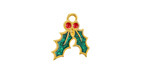 24K Gold (plated) Enamel Mistletoe Focal 13x16mm