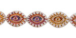 Czech Glass Matte White w/ Metallic Rainbow Mystic Eye 14x11mm