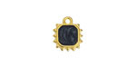 24K Gold (plated) Jet Pearl Enamel Square Sun Focal 10.5x12.5mm