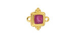 24K Gold (plated) Orchid Pearl Enamel Beaded Square Focal Link 15x14.5mm