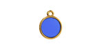 24K Gold (Plated) Transparent Cobalt Blue Resin Round Focal 12x14mm