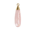 Rose Quartz Faceted Puff Teardrop Focal w/ Gold Finish 9x28mm
