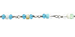 Ocean Mix Crystal & Mother of Pearl Heishi Stainless Steel Bead Link Chain, 5 meter spool