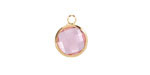 Rose Pink Crystal Round Drop in Gold Finish Bezel 12.8x16.5mm