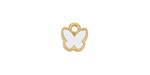 24K Gold (plated) White Enamel Butterfly Focal 9x9.5mm