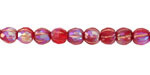 Czech Glass Matte Ruby Red AB w/ Copper Faceted Melon 6mm