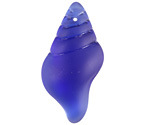 Royal Blue Beach-Style Glass Conch Shell Pendant 20x39mm