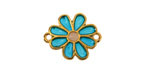 24K Gold (Plated) Transparent Turquoise Resin Daisy Focal Link 20x16mm