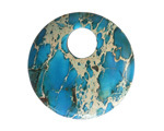 Teal Impression Jasper Coin Pendant 30mm