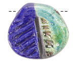 Mykonos Ceramic Raku Metallic Midnight Fossil Pendant 42x37mm