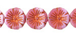 Czech Glass Raspberry Swirl w/ Copper Finish Hibiscus Coin 14mm