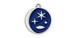 Antique Silver (plated) Cobalt Enamel Celestial Scene Coin Focal 18x20mm