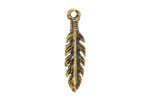 Mykonos Antique Brass (plated) Leafy Feather Charm 7x26mm