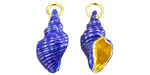 Cloisonné Blue w/ Gold Finish Cinerea Shell Focal 12x21-22mm