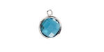 Pacific Blue Crystal Round Drop in Silver Finish Bezel 12.8x16.5mm
