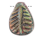Mykonos Ceramic Iridescent Copper Patina Fossil Pendant 30x39mm
