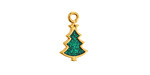 24K Gold (plated) Enamel Christmas Tree Focal 10.5x17mm