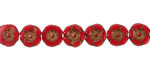 Czech Glass Pepper Red w/ Dark Bronze Hibiscus Coin 7mm