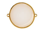 24K Gold (Plated) Transparent White Opal Resin Round Focal Link 33x30mm