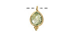 Prehnite w/ Gold Finish Faceted Teardrop Focal 10x12mm