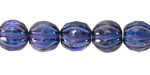 Czech Glass Pacific Blue w/ Iris Luster & Purple Faceted Melon Round 10mm