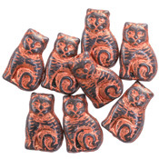 Czech Glass Mystic Swirl w/ Copper Wash Sitting Cat 17x11mm