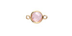Rose Pink Crystal Round Link in Gold Finish Bezel 14.5x8.5mm