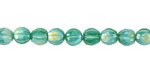 Czech Glass Matte Emerald AB & Metallic Green Wash Faceted Melon Round 6mm