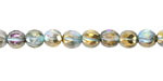 Czech Glass Crystal AB w/ Gold & Metallic Turquoise Faceted Melon Round 6mm