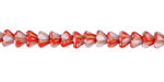 Czech Glass Red & White Mix w/ Gold Bellflower 5x6mm