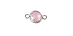 Rose Pink Crystal Round Link in Silver Finish Bezel 14.5x8.5mm