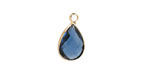 Midnight Blue Crystal Teardrop in Gold Finish Bezel 10.5x18mm