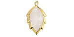 Rock Crystal Quartz Faceted Puff Leaf Focal w/ Gold Finish 14x22mm