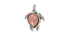 Strawberry Quartz w/ Silver Finish Sea Turtle Focal 15x19mm