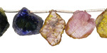 Multi Sapphire Large Natural Cut Thin Slice Drop 8-14x12-16mm