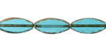 Czech Glass Beach Glass w/ Antique Gold Horse Eye 18x7mm