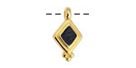 24K Gold (plated) Jet Pearl Enamel Beaded Diamond Focal 10x17mm