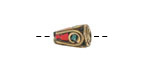 Nepalese Brass w/ Turquoise & Coral Mosaic Plumes Drop 12x8mm
