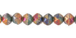 Czech Glass Textured Sea Green w/ Rainbow Metallic English Cut Bead 7x8mm