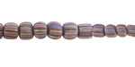 Java Glass Lavender & White w/ Stripes Graduated Gooseberry Beads 3-6x4-6mm