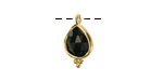 Black Obsidian w/ Gold Finish Faceted Teardrop Focal 10x12mm