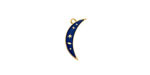 24K Gold (plated) Cobalt Enamel Celestial Crescent Moon Focal 7x25mm