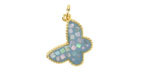 Mother of Pearl in Aqua Enamel w/ Gold Finish Butterfly Pendant 13x16mm