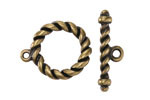 Antique Brass (plated) Roped Toggle Clasp 24x19mm, 27mm Bar
