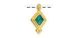24K Gold (plated) Emerald Pearl Enamel Beaded Diamond Focal 10x17mm