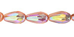 Czech Glass Rosaline AB w/ Platinum Faceted Teardrop 15x8mm